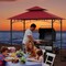 Multi-functional Outdoor Double-Tiered Grill Gazebo Canopy with 2 Side Shelves and 7 Hooks